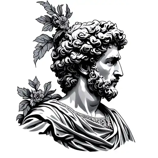 stoicism, wisdow, courage, temperance, justice, marcus aurelius imperator tattoo design idea