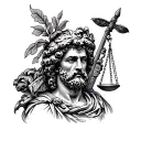 stoicism, wisdow, courage, temperance, justice, marcus aurelius imperator tattoo design idea