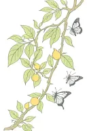 lemon tree branch with butterfly's  tattoo design idea