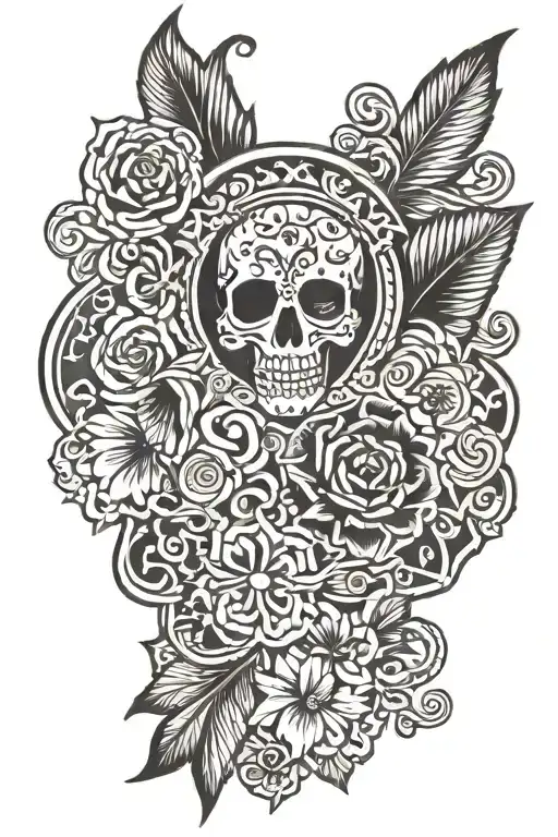 patch work arm sleeve tattoo design idea