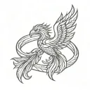 A phoenix rising from a wedding ring, symbolizing the rebirth and growth in both career and personal life tattoo design idea