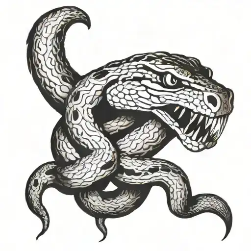 snake tattoo on neck + vicious tattoo design idea