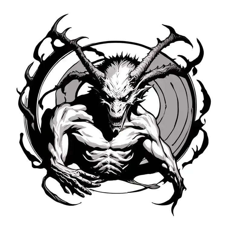 demon in the seal circle tattoo design idea
