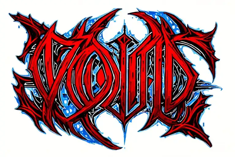 "Void" cybersigil tribal red and blue tattoo design idea