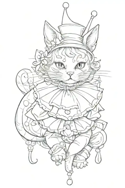 Pierrot clown cat cute tattoo design idea