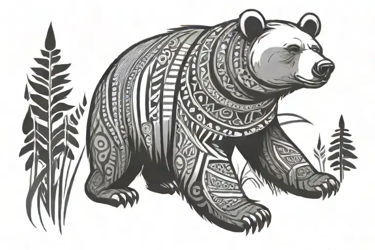 African tribal band bear tattoo design idea