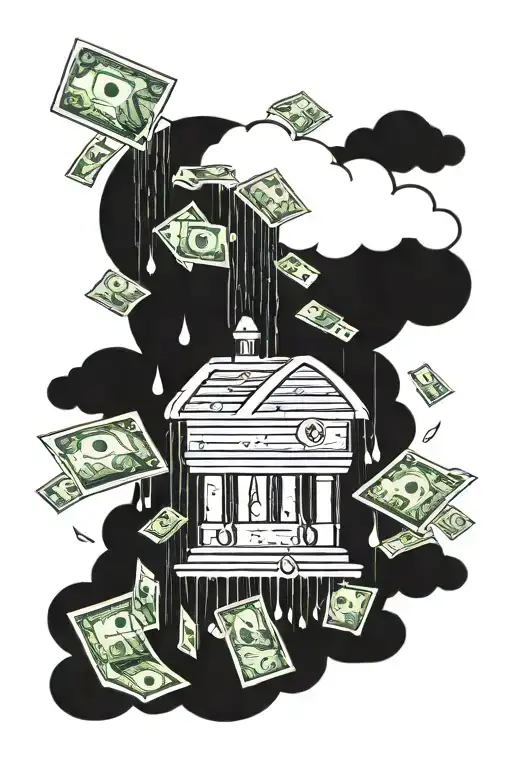 A cloud that is raining money tattoo design idea
