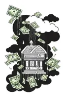 A cloud that is raining money tattoo design idea