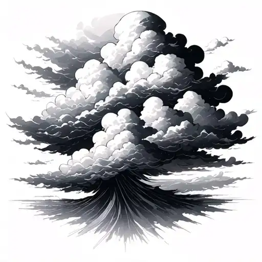 Clouds in the background with a light effect and the clouds they are dark down and the more they are more clear they are tattoo design idea