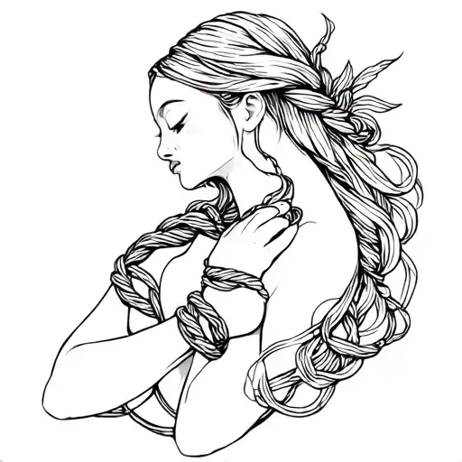 feminine bound with shibari rope tattoo design idea