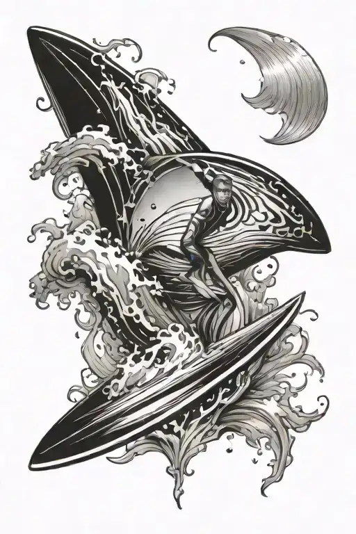 surfing tattoo design idea