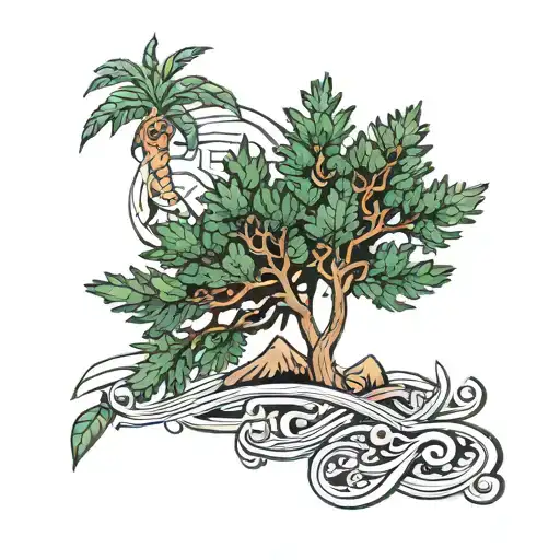Lebanon Phoenician cedar tattoo design idea