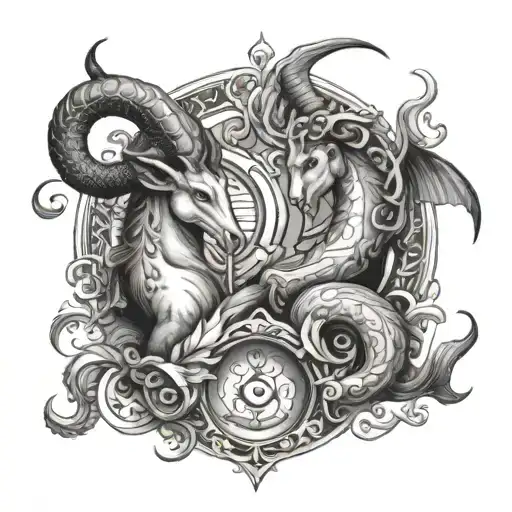 Capricorn And Aquarius tattoo design idea
