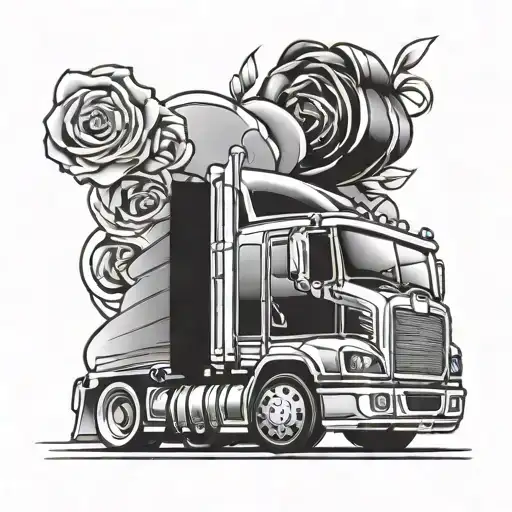 semi truck girly tattoo design idea