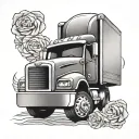 semi truck girly tattoo design idea