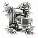 semi truck girly tattoo design idea