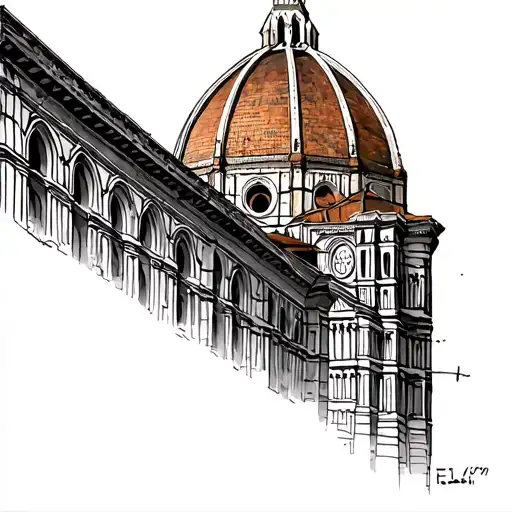 postage style stamp tattoo of duomo in florence italy tattoo design idea