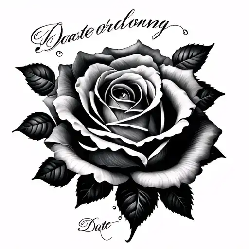 date and rose blooming with name and eye inside tattoo design idea