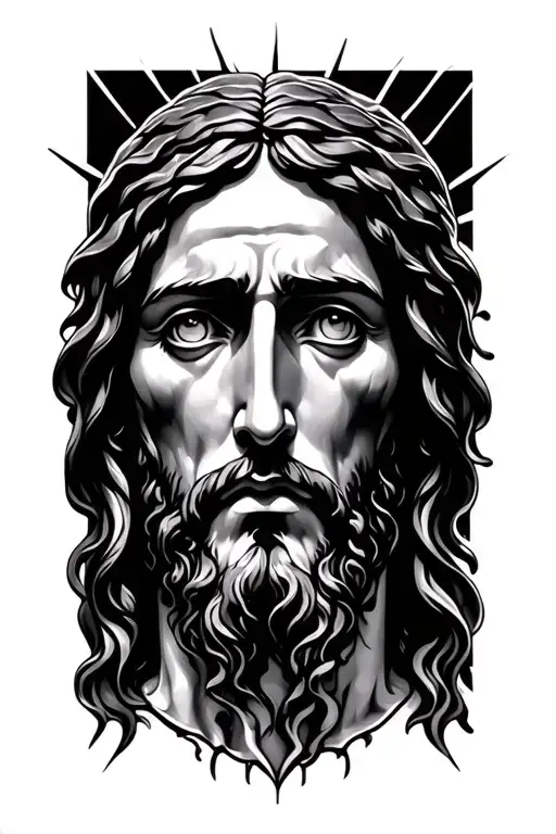 Jesus Christ crying eyes tattoo design idea