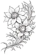 Maori Style, LA integrated (inconspicuous) flower, rib, 15-20cm tattoo design idea