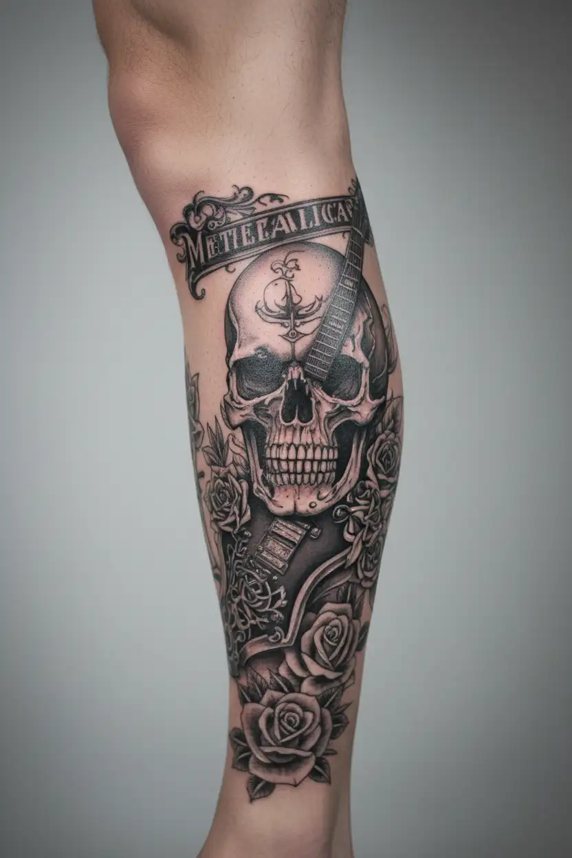 metallica gibson les paul skull tattoo design idea