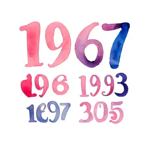 "1967 ❤️1968 1993 1997 2005" Birth year tattoo design idea