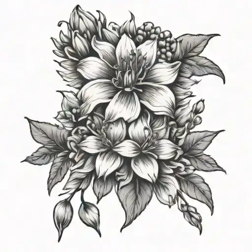 Nova and December birth flowers tattoo design idea
