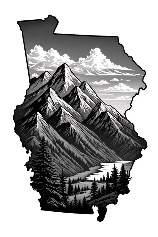 State Of Georgia mountains inside tattoo design idea