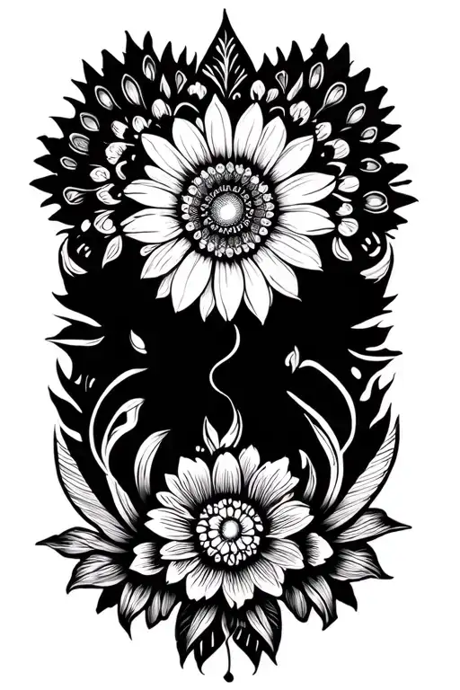 Psychedelic flowers that open mandala tattoo design idea