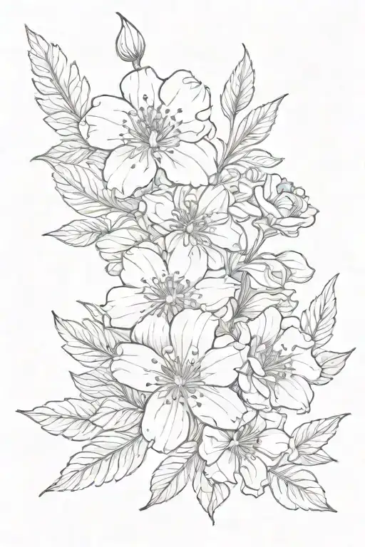 birth flower in order of april, may, December, july, November  tattoo design idea