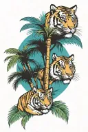 tiger surrounded by palms tree tattoo design idea