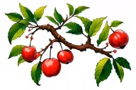 tree branch with crabapple tattoo design idea