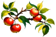 tree branch with crabapple tattoo design idea