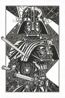 smashed  Vader with lightsaber tattoo design idea