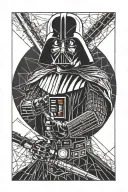 smashed  Vader with lightsaber tattoo design idea