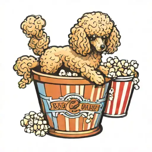 Poodle in popcorn bucket tattoo design idea
