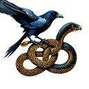 snake celtic knot intertwined and raven perched tattoo design idea