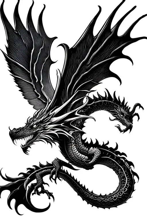 dragon flying tattoo design idea