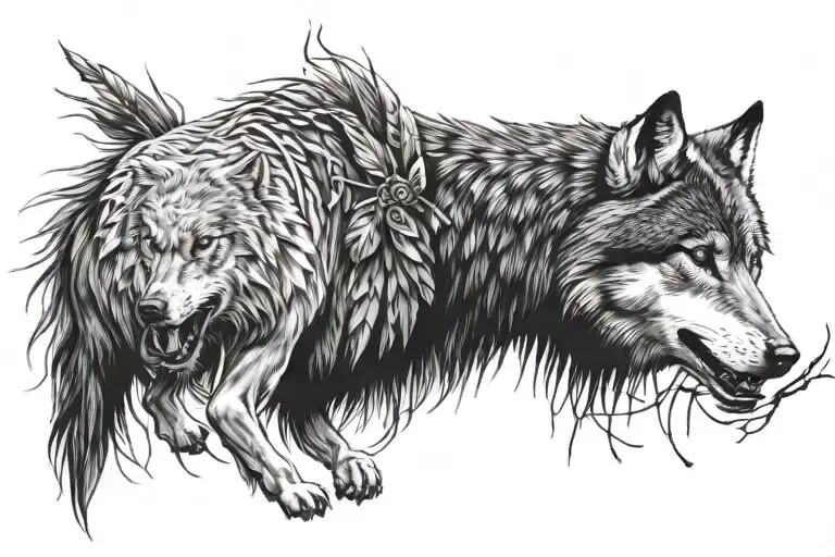 TRibel rebel native wolf horse eagle tattoo design idea