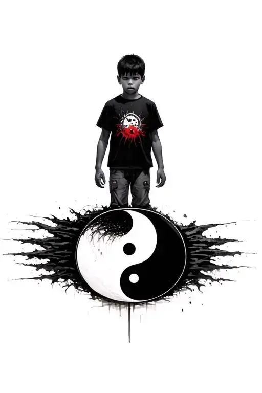 the kid from the group Disturbed does not allow the yin.yang gate to be closed tattoo design idea