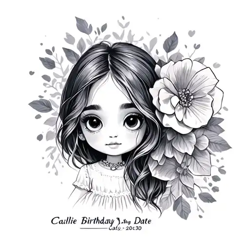 Callie daughter birthday date tattoo design idea