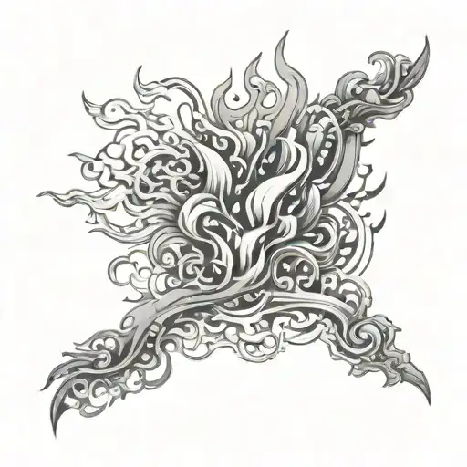 fire and smoke rising tattoo design idea