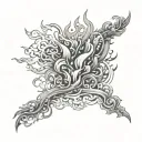 fire and smoke rising tattoo design idea