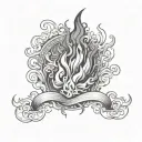 fire and smoke rising tattoo design idea