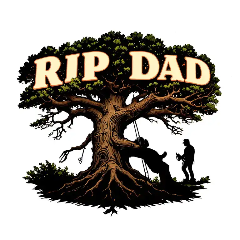 rip dad tree climber tattoo design idea