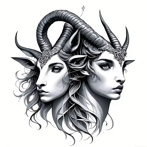 Gemini and capricorn tattoo design idea