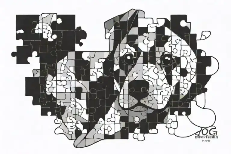 puzzle dog tattoo design idea
