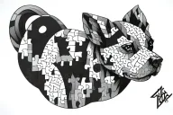 puzzle dog tattoo design idea