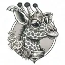 giraffe with an astronot helmet tattoo design idea