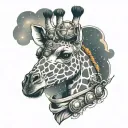 giraffe with an astronot helmet tattoo design idea